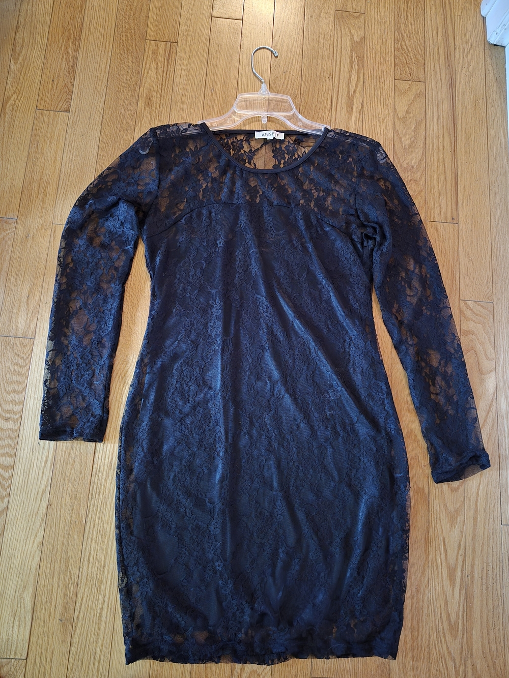 ANSELF Black Lace Long-Sleeve Bodycon Dress